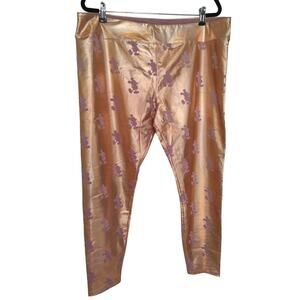 Disney Parks pink metallic leggings 1x Mickey Mouse silhouette